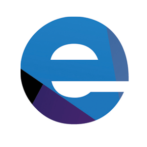 Logo displaying an E with different shades of blue