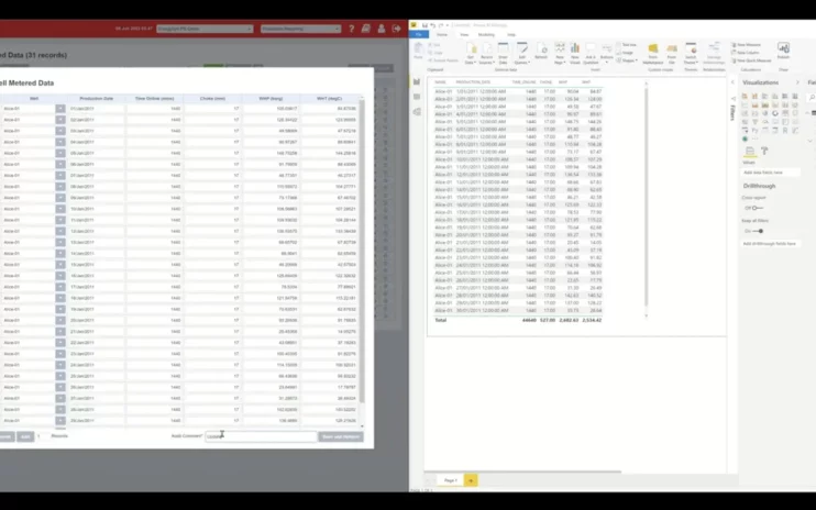 Screenshot of EnergySys and Power BI dashboards