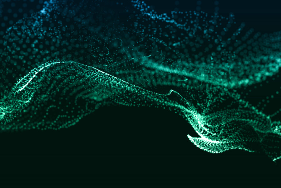 3D render of flowing abstract particles